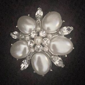 Anne Klein Faux Pearl & Rhinestone Brooch
